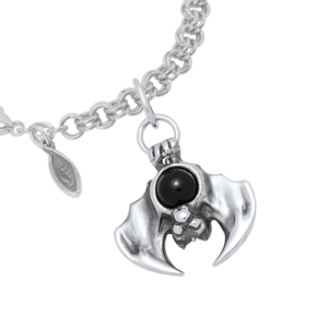 Sterling Silver Bat Charm on a Sterling Silver Heirloom Charm Bracelet