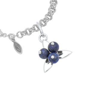 Sterling Silver Blueberry Charm on a Sterling Silver Heirloom Charm Bracelet