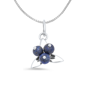 Sterling Silver Blueberry Charm on a Sterling Silver Box Chain