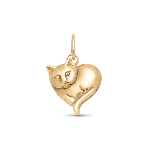 14k Gold Cat Heart Charm