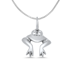 Sterling Silver Frog Charm on a Sterling Silver Box Chain Necklace