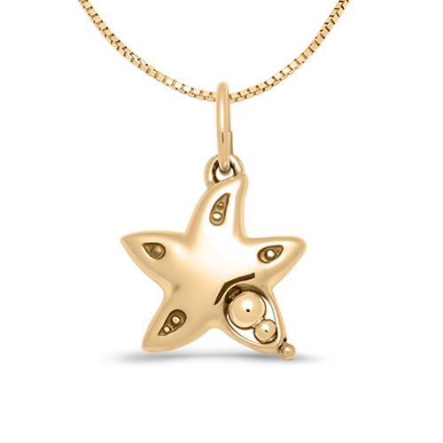 14k Gold Starfish Charm on a 14K Gold Box Chain Necklace