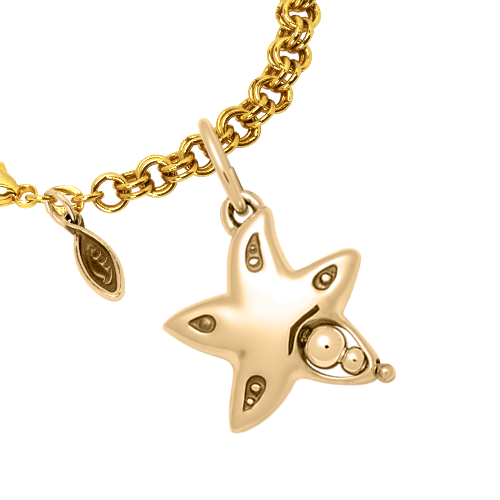 14k Gold Starfish Charm on a 14K Gold Heirloom Charm Bracelet