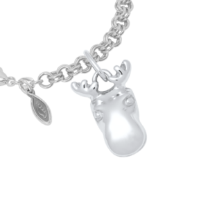 Sterling Silver Moose Charm on a Sterling Silver Heirloom Charm Bracelet