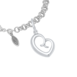 Sterling Silver Mother's Love Heart Charm on a Heirloom Charm Bracelet