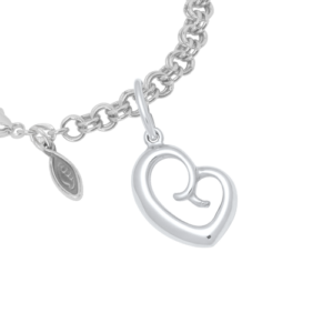 Sterling Silver Mother's Love Heart Charm on a Heirloom Charm Bracelet