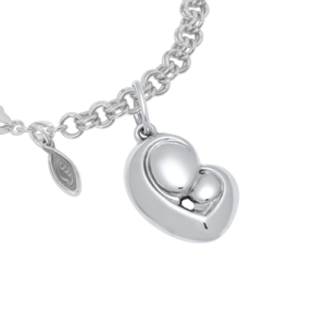 Sterling Silver Original Mother's Love Charm on a Sterling Silver Heirloom Charm Bracelet