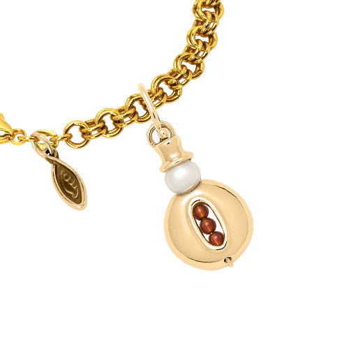 14K Gold Snowman Charm on a 14k Gold Heirloom Charm Bracelet