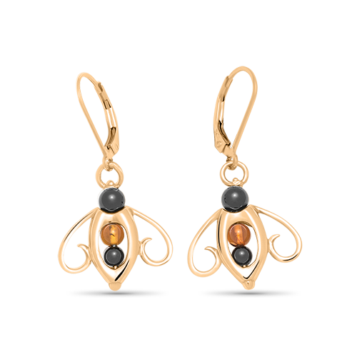 14K Gold Bumble Bee Peapod Earrings