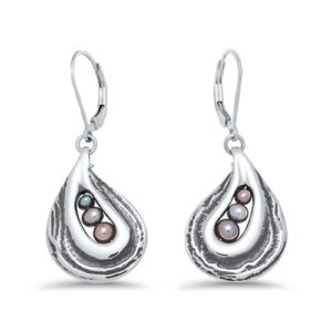 Sterling Silver Oyster Shell Peapod Earrings