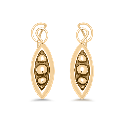14k Gold 3 Pea Halo Peapod Earrings