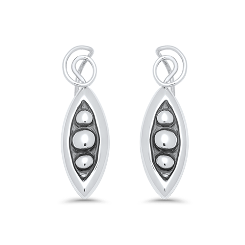 Sterling Silver 3 Pea Halo Peapod Earrings