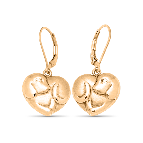 14k Gold Dog Heart Earrings