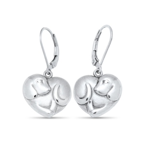 Sterling Silver Dog Heart Earrings