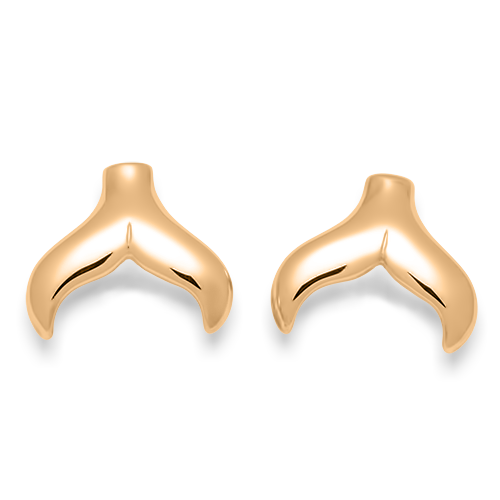 14k Gold Whale Tail Earrings