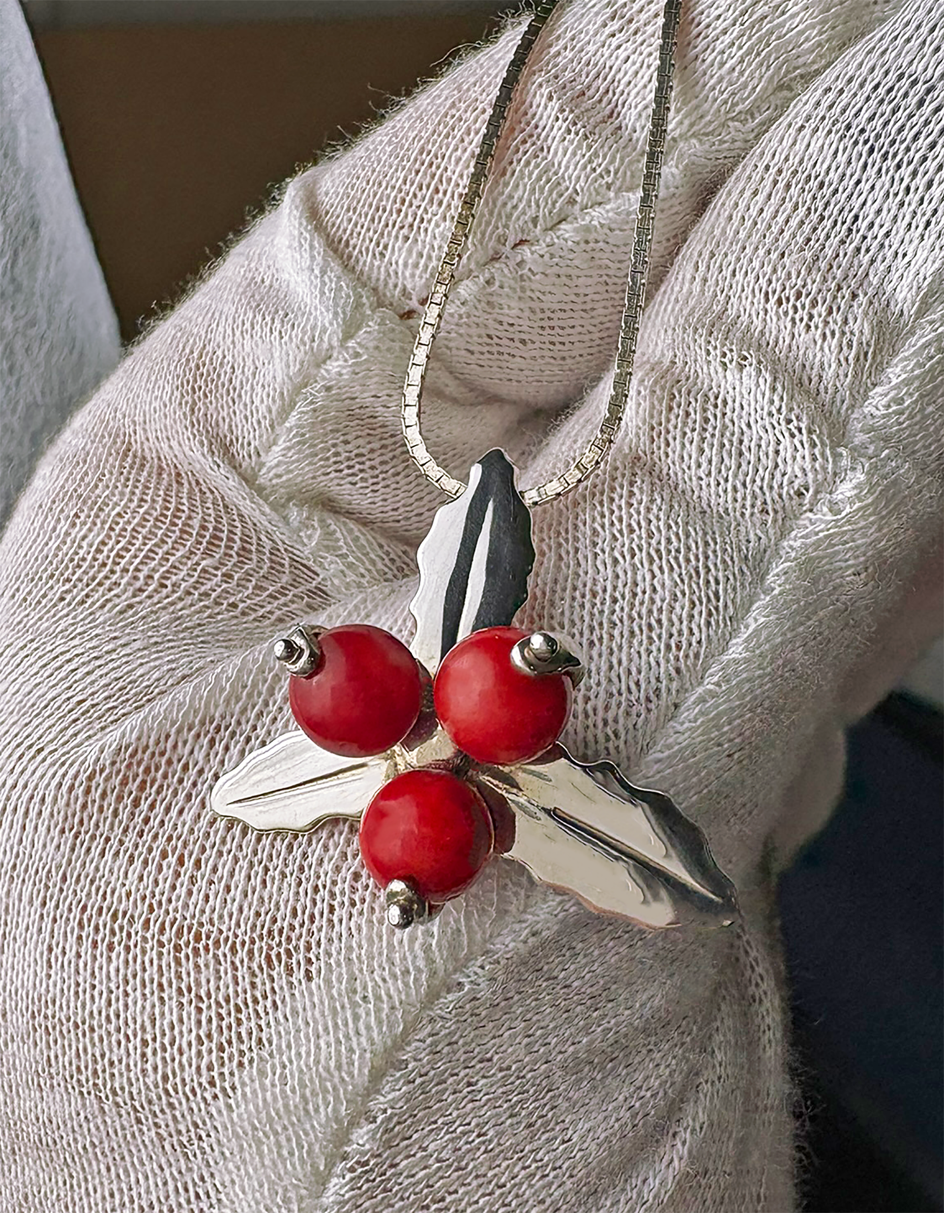 Holiday Holly Necklace - Peapod Jewelry