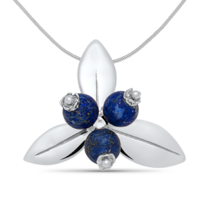 Sterling Silver Blueberry Necklace on a Sterling Silver Snake Chain Necklace