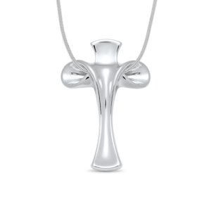 Sterling Silver Folded Cross Necklace on a Sterling Silver Snake Chain Necklace