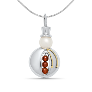 Sterling Silver Snowman Necklace on a Sterling Silver Snake Chain