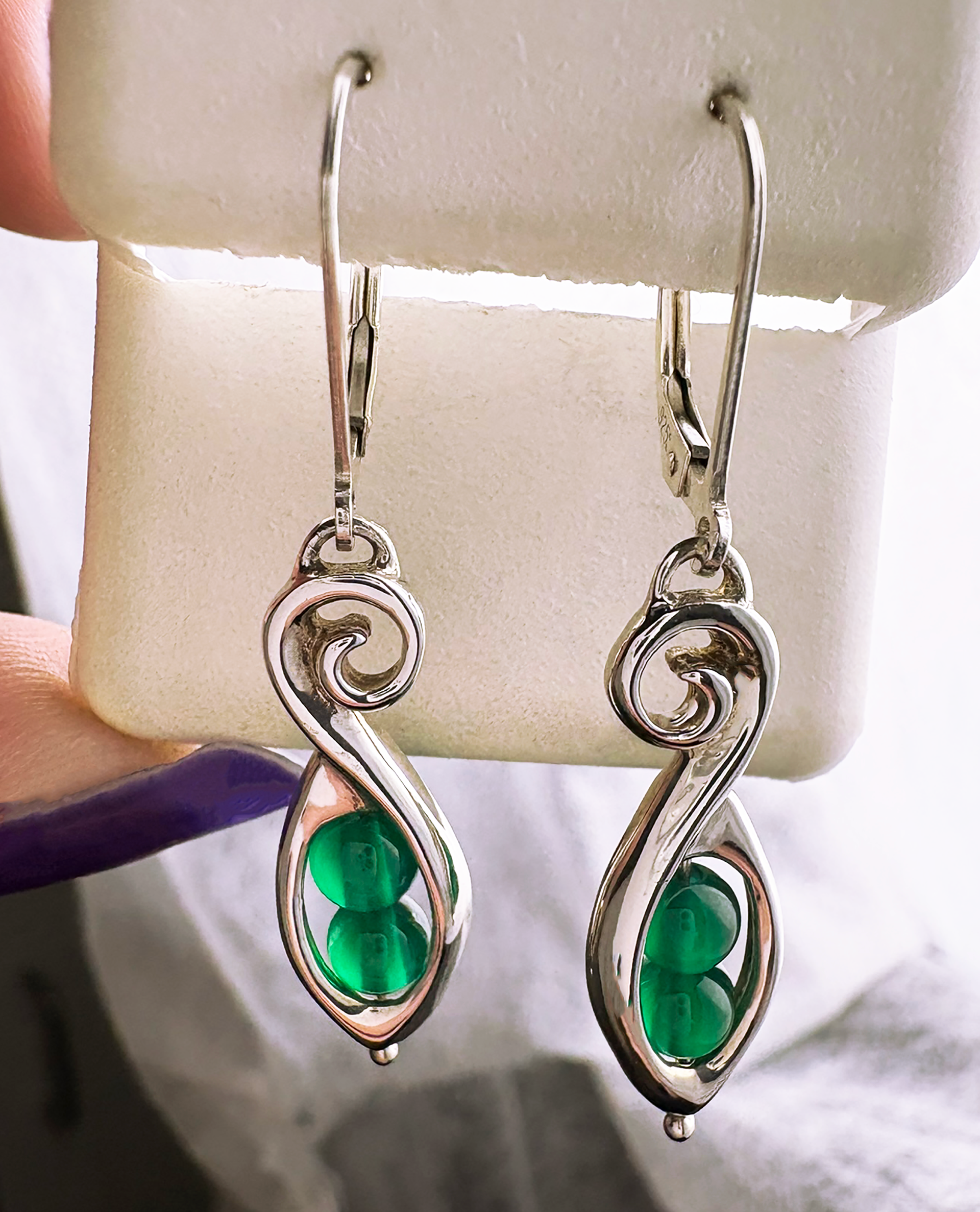 Fiddlehead Fern Peapod Earrings - Image 2