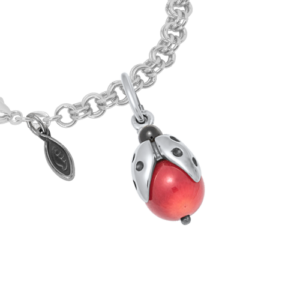 Sterling Silver Ladybug Charm with a Sterling Silver Heirloom Charm Bracelet