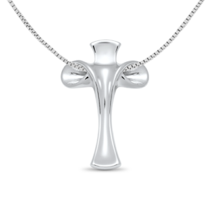Small Sterling Silver Folded Cross Necklace