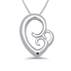 Sterling Silver Mother’s Love for Two Pendant Necklace on a Sterling Silver Box Chain