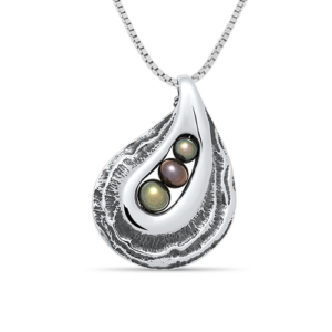 Sterling Silver Oyster Necklace on a Sterling Silver Box Chain