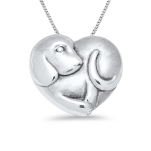 Sterling Silver Small Dog Heart Necklace on a Sterling Silver Box Chain