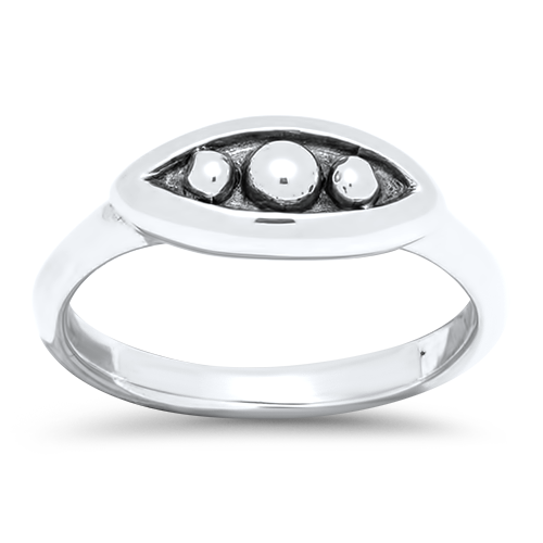 Sterling Silver 3 Peas in a Pod Solid Carved Ring