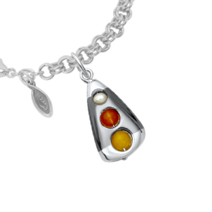 Sterling Silver Candy Corn Charm on a Sterling Silver Charm Bracelet by Peapod Jewelry
