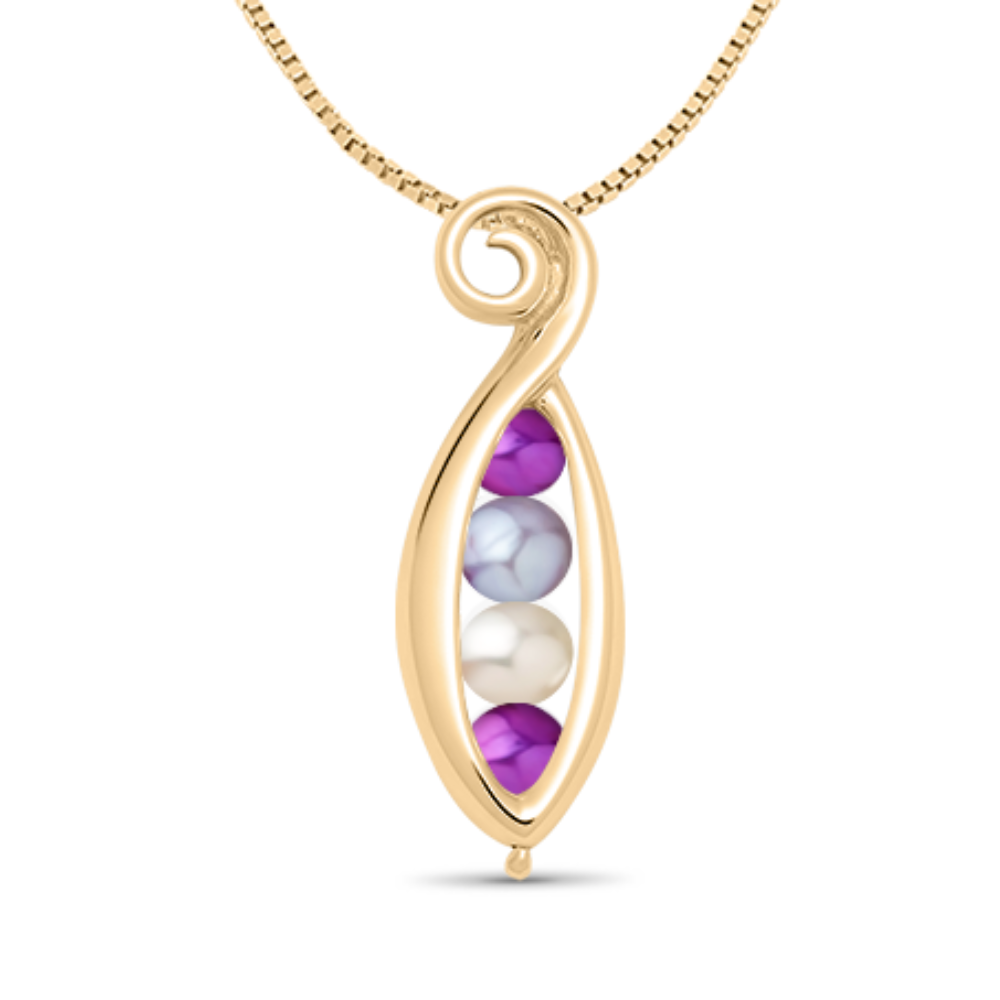 Design your 4 peas in a pod necklace with your birthstones