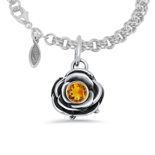 Sterling Silver Wild Rose Peapod Necklace/Charm With Birthstones - Image 4