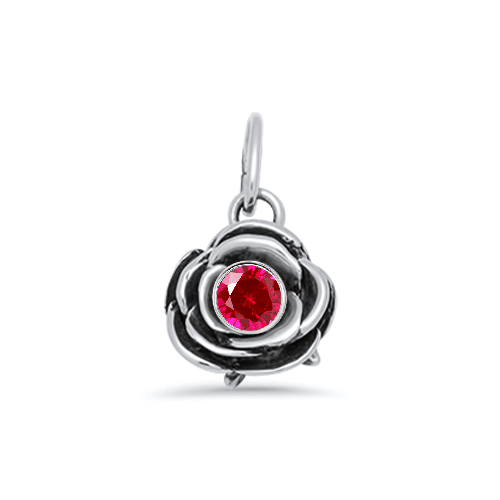 Sterling Silver Wild Rose Peapod Necklace/Charm With Birthstones - Image 3