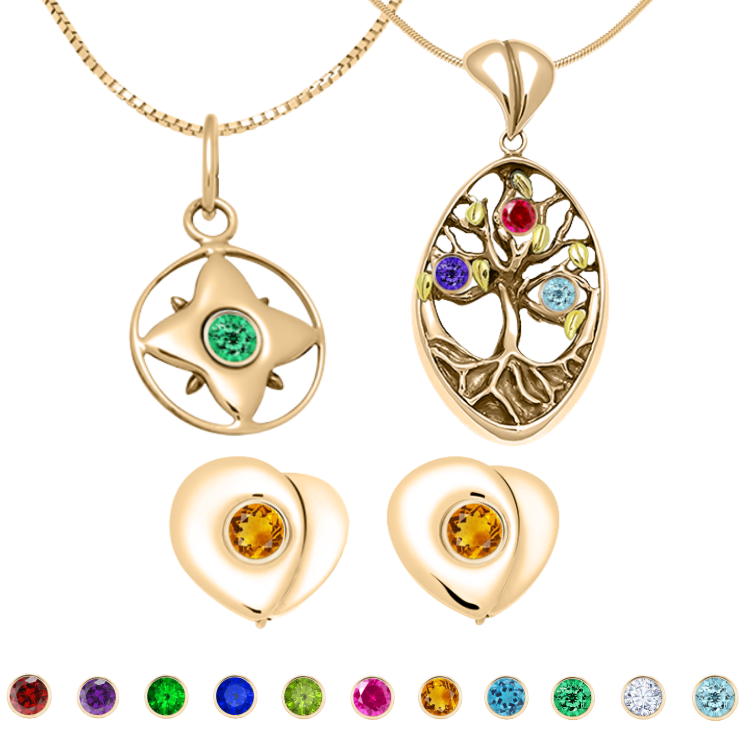 Gold Collection with Faceted Stones
