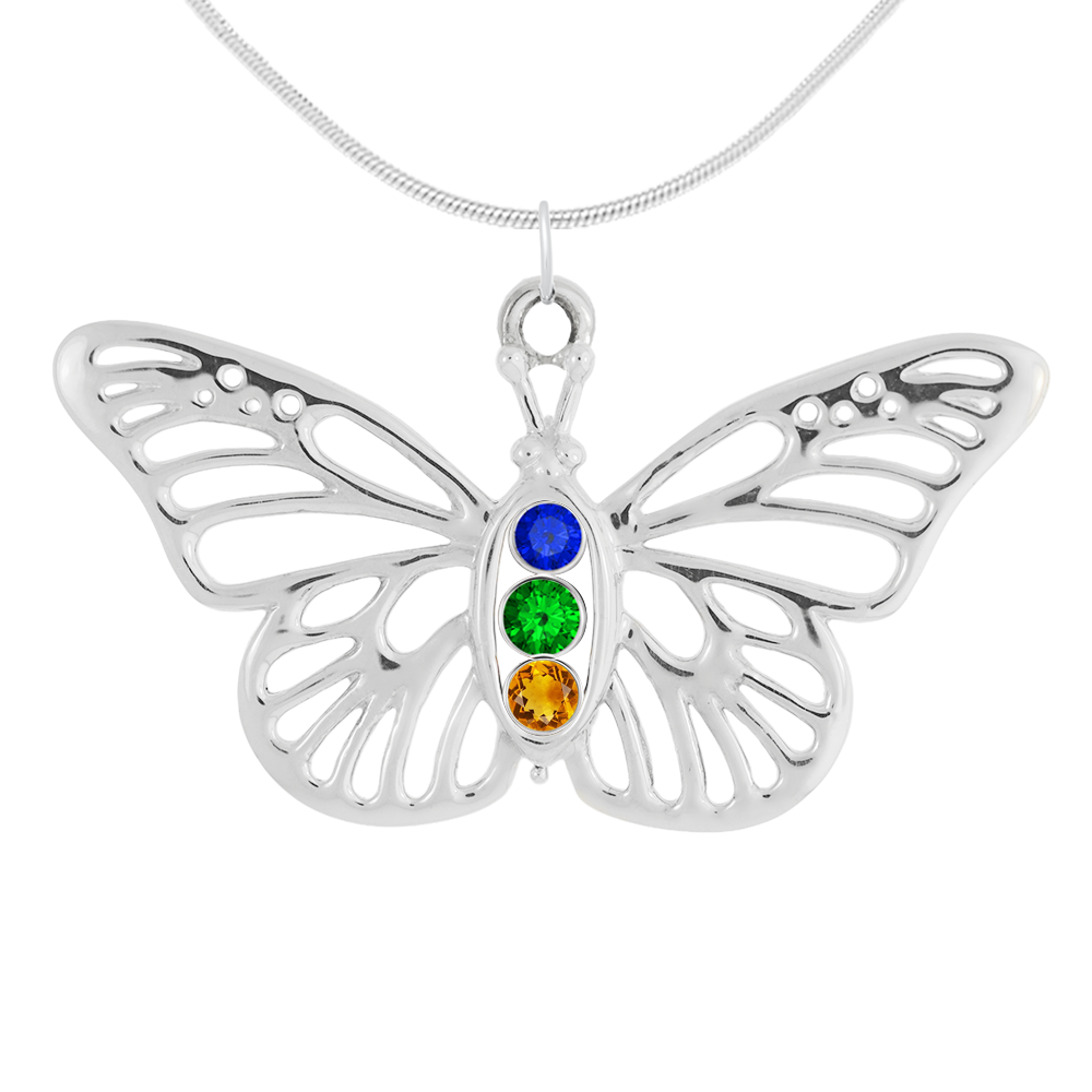 Butterfly Peapod Pin/Pendant With Birthstones - Image 3